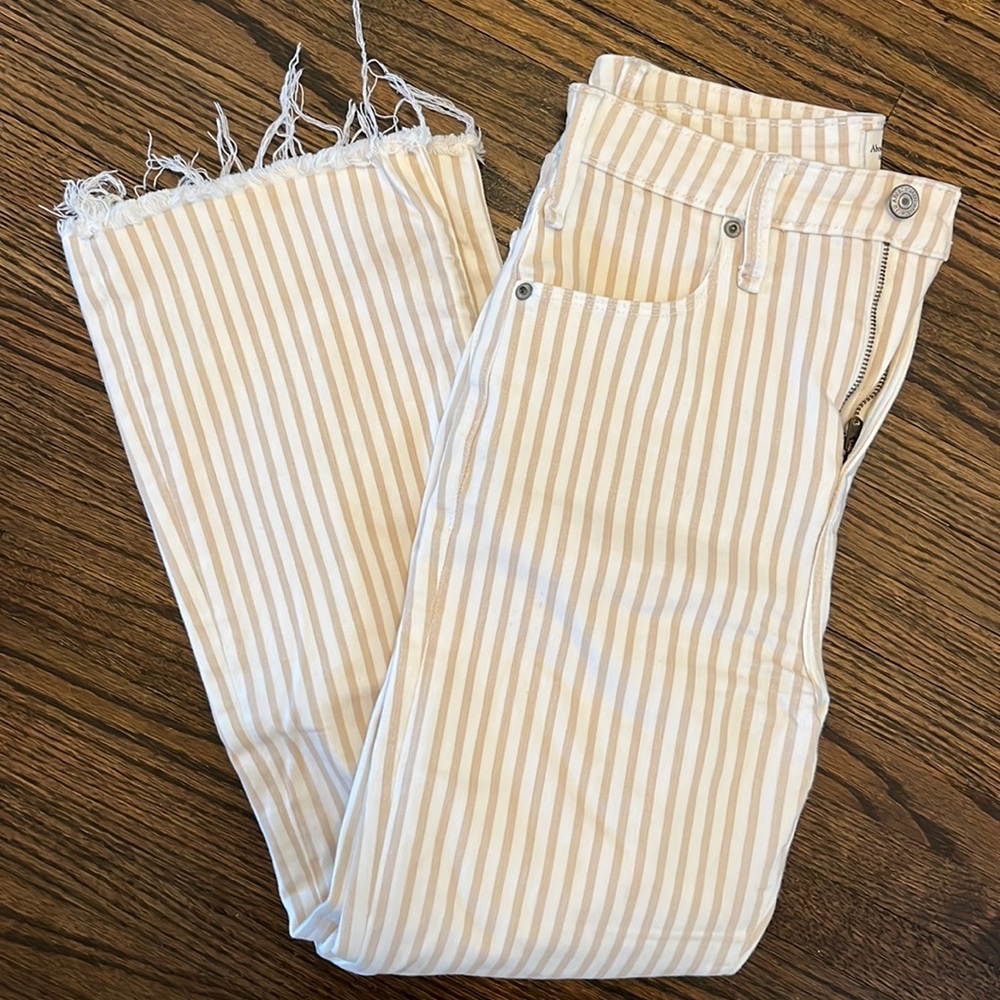 Tan ankle flare Abercrombie high waisted jeans